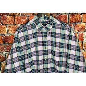 Brooks Brothers Men’s Long Sleeve Button Front Plaid Dress Shirt Large Italy
